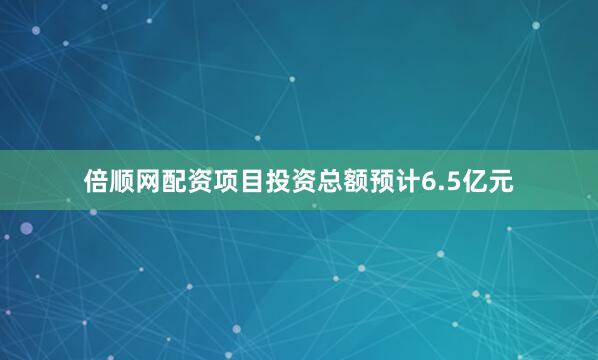 倍顺网配资项目投资总额预计6.5亿元